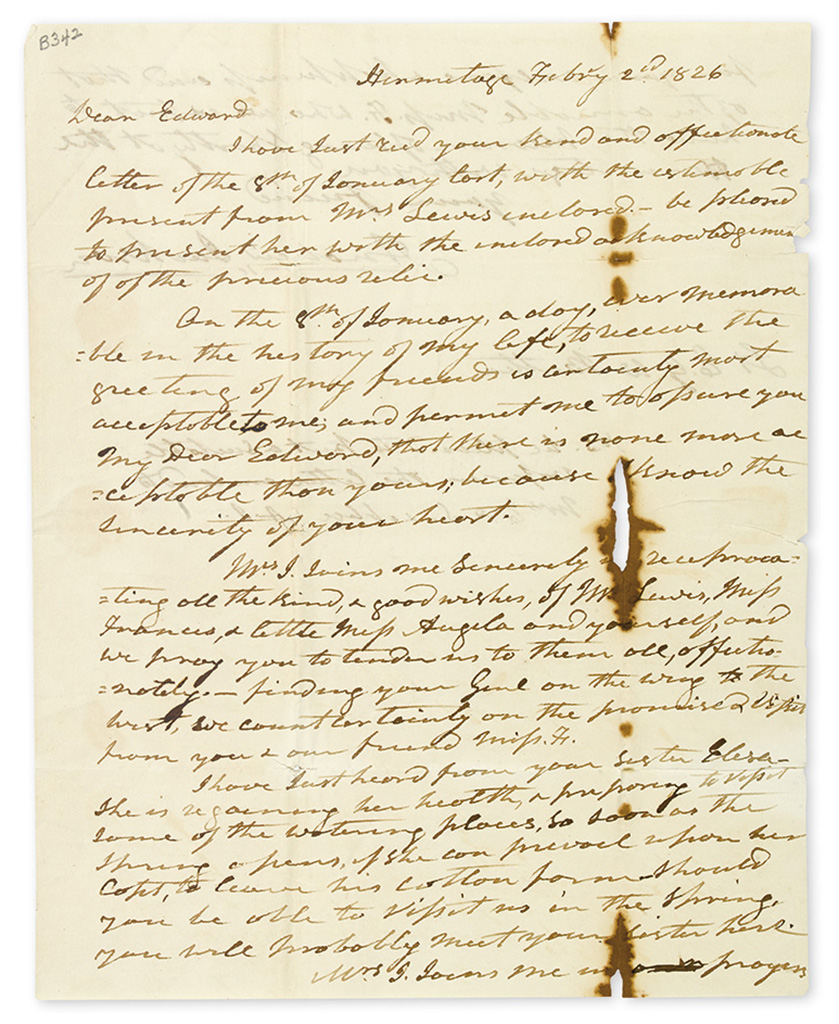 JACKSON, ANDREW. Autograph Letter Signed, to Edward G.W. Butler,